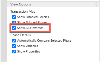view options pane, show all flowinfos