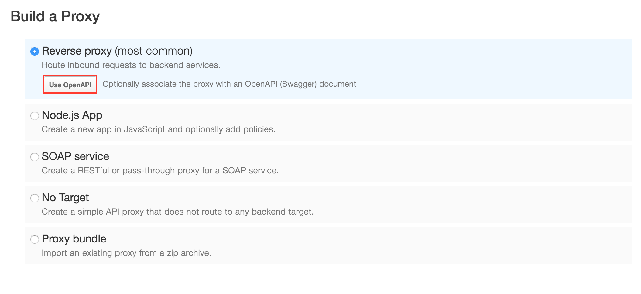 Create an API proxy from an OpenAPI Specification | Apigee Docs