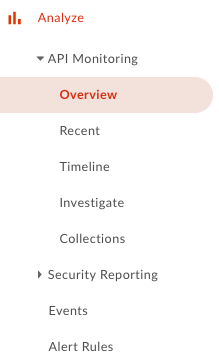 תפריטי משנה של API Monitoring