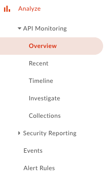 Sottomenu Monitoraggio API