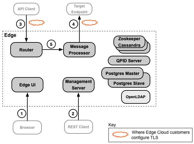Lugares em uma instalação de borda em que você pode configurar o TLS