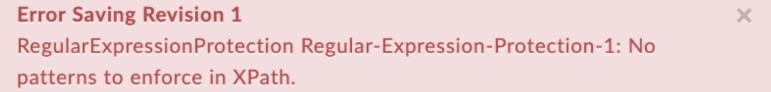 ข้อความแสดงข้อผิดพลาด NoPatternsToบังคับใช้นโยบาย