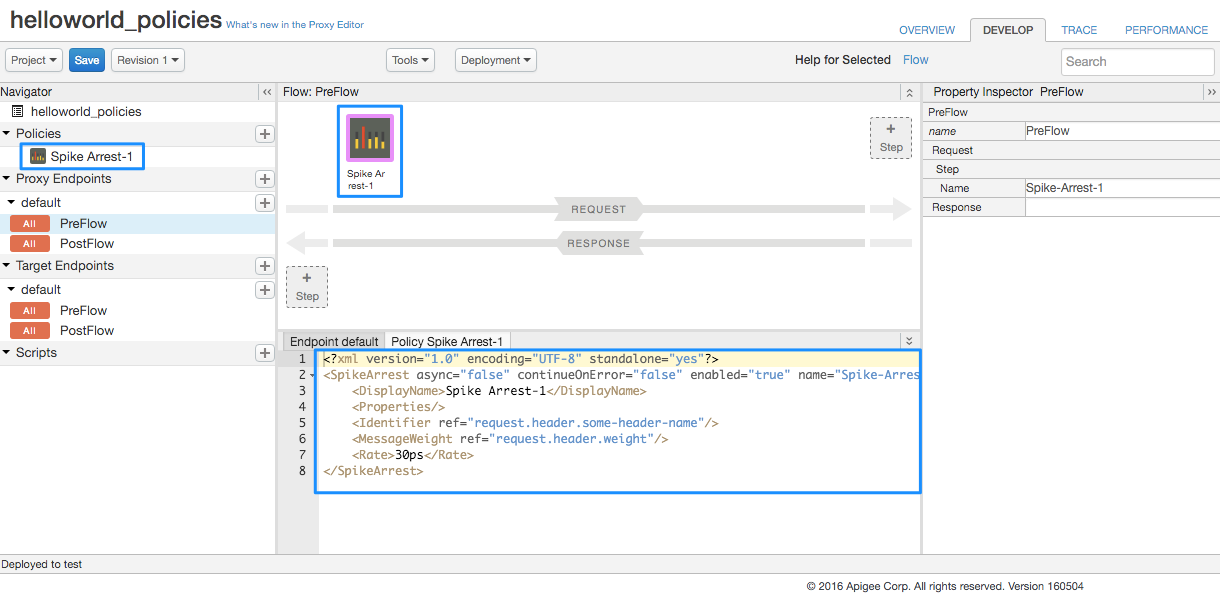 Visualizza il criterio PreFlow con Spike Arrest