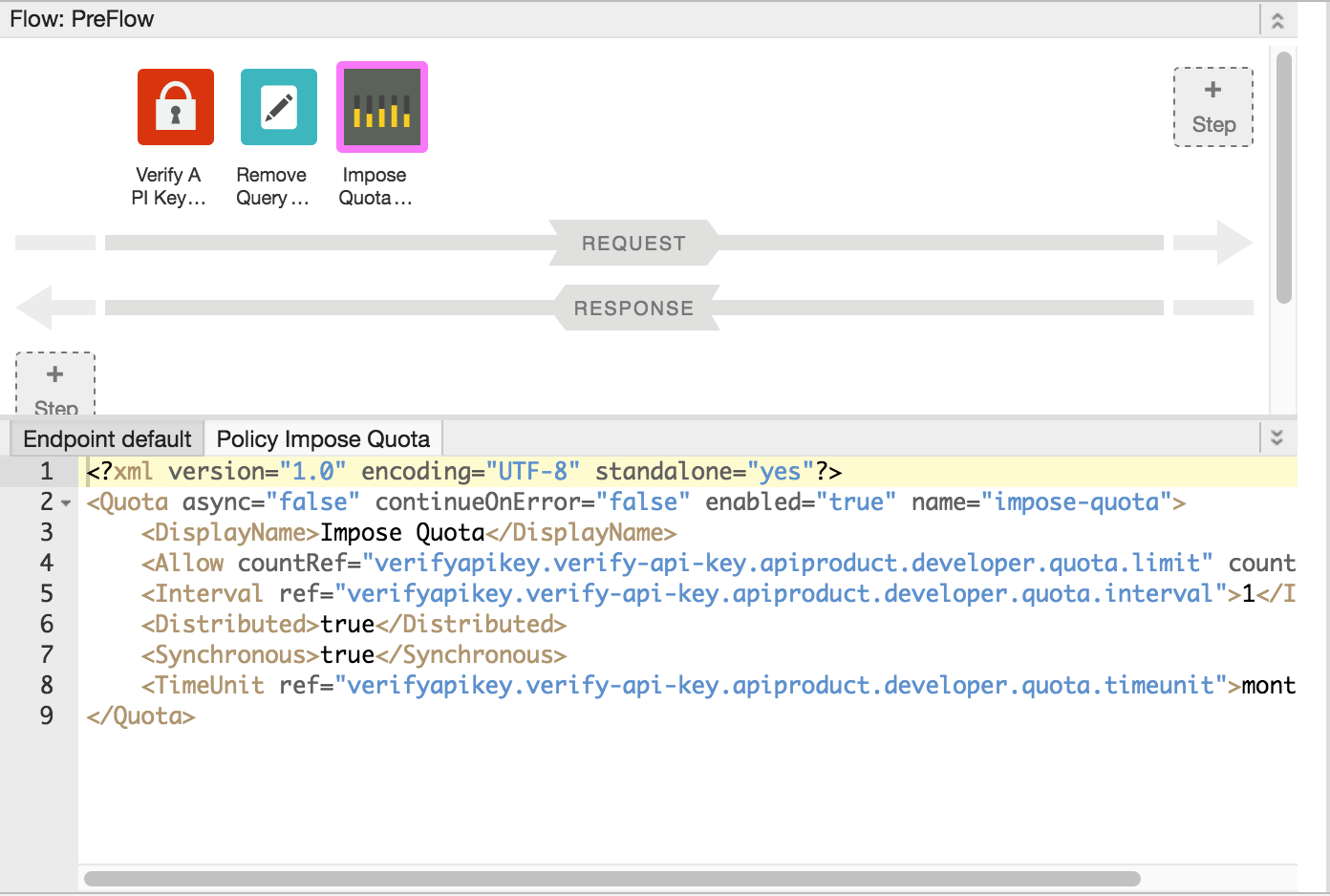 Políticas en el PreFlow en la Vista de código y de diseñador