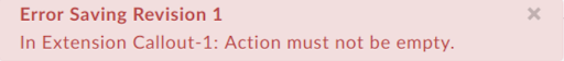 Invalid Action error message