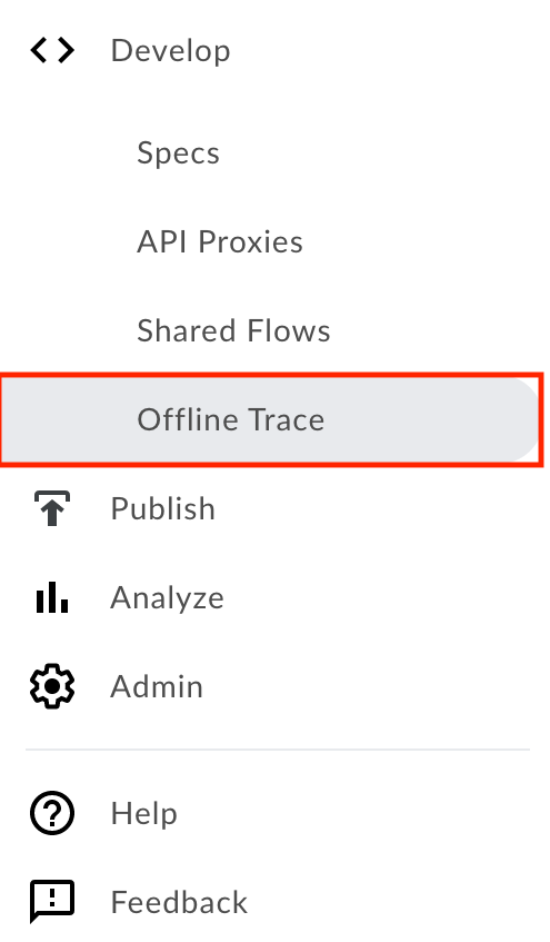 Item de menu da ferramenta Rastreamento off-line