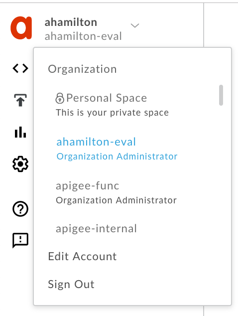 User profile menu