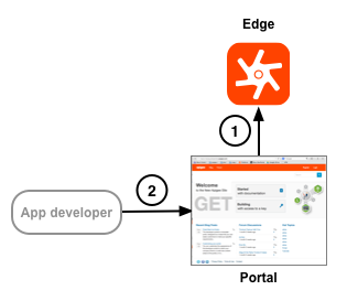 The portal uses TLS to handle requests from the app developer and to make requests to Edge