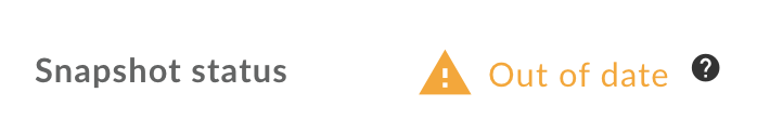Icône et message indiquant que l'instantané est obsolète