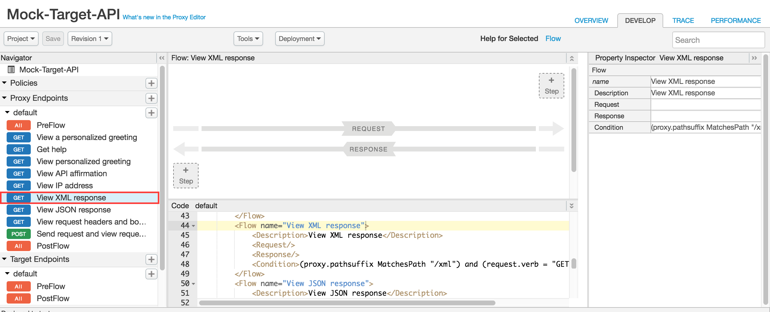 Selecionar "View XML Response"