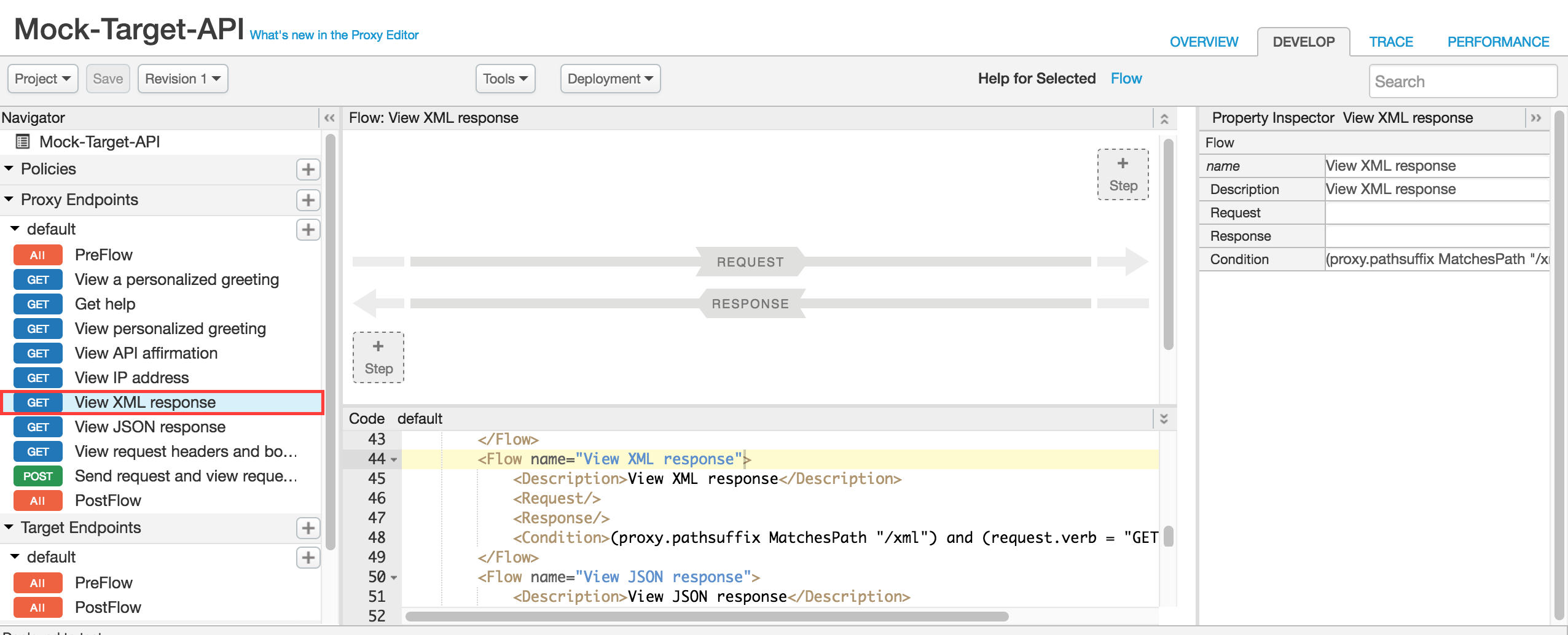 Selecionar &quot;View XML Response&quot;