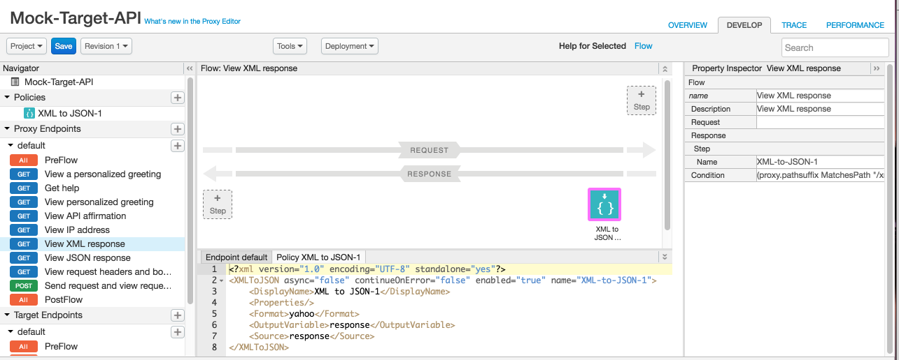 Akışta XML&#39;den JSON&#39;a politika