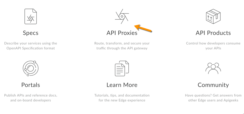 Fai clic su Proxy API nella pagina di destinazione