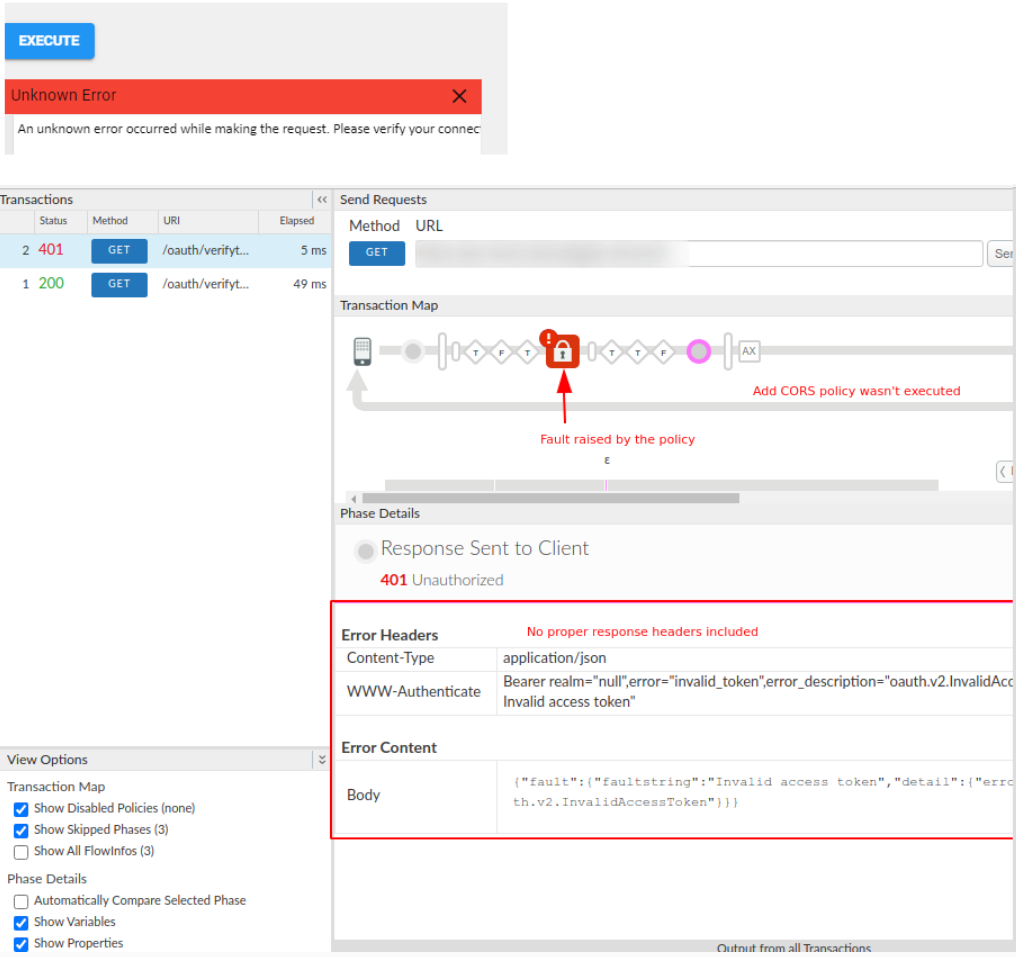 Esempio di messaggio di errore, fai clic per ingrandire