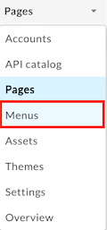 Menus in the portal drop-down