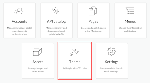 Klik Tema untuk melihat Theme editor