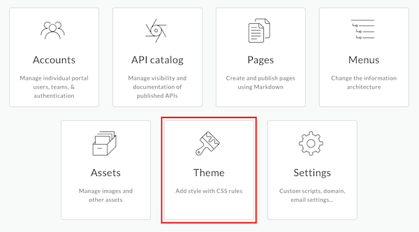 Click Theme to view the Theme editor